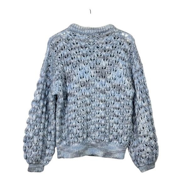 Hand Knit Open Knit Crew Neck Sweater - Picture 2 of 5